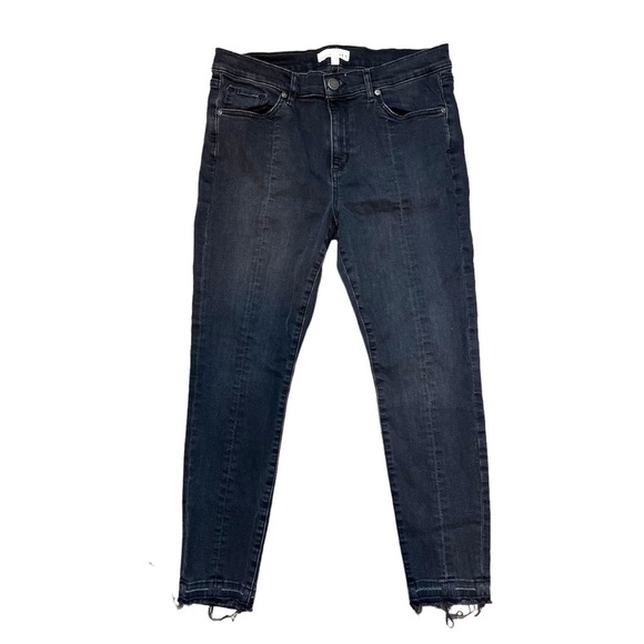 Loft Womens Black Modern Skinny Raw Hem Jeans Size 31/12P - Picture 1 of 9